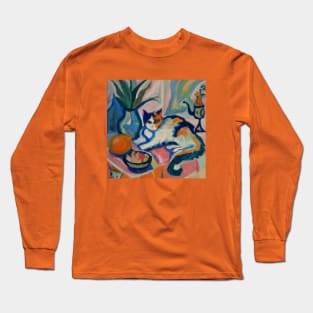 Still Life With a Cat in the Style of Matisse Long Sleeve T-Shirt